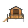 Unique All-Around Iron Frame,Outdoor Large Wooden Cabin House Style Wooden Dog Kennel with Porch