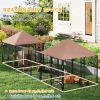 PawHut Large Outdoor Dog Kennel with 2 Rooms, Rotating & Adjustable Height Bowls, Waterproof & UV-Resistant Canopy