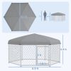 PawHut 6.9' x 6.1' x 4.9' Outdoor Dog Kennel for Medium and Large-Sized Dogs with Waterproof UV Resistant Roof, Silver