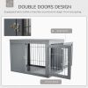PawHut 33 Furniture Style Indoor Dog Cage Crate End Table Pet Kennel with Double Doors & Locks Gray for Small and Medium Dogs