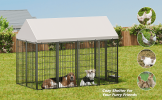Large Dog Kennel Outdoor Pet Pens Dogs Run Enclosure Animal Hutch Metal Coop Fence with Roof Cover. 7.94'L x 4.13'W x 5.95'H.