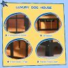 PawHut Outside Cabin-Style Wooden Dog House for Large Dogs with Openable Roof & Giant Window, Outdoor & Indoor Big Dog House, Asphalt Roof, Yellow