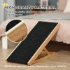PawHut Foldable Pet Ramp with Non-slip Carpet Height Adjustable Pine Wood for Dogs Cats Black
