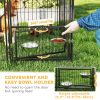 PawHut Large Outdoor Dog Kennel with 2 Rooms, Rotating & Adjustable Height Bowls, Waterproof & UV-Resistant Canopy