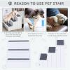 PawHut 3 Step Wooden Carpeted Non Slip Pet Stairs Ramp for Cats and Small Dogs - White