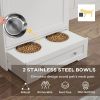 PawHut Dog Feeding Station with Two Storage Cabinets, 2 Elevated Dog Bowls, Side Hooks, Anti-tip Kit, for Feeding & Watering