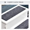 PawHut 3 Step Wooden Carpeted Non Slip Pet Stairs Ramp for Cats and Small Dogs - White