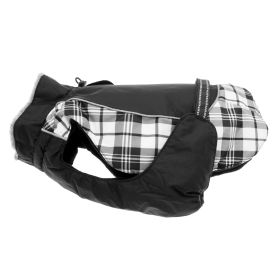 Alpine All-Weather Dog Coat - Black and White Plaid (size: X-Small)