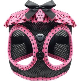 American River Choke Free Dog Harness Polka Dot Collection - Hot Pink and Black Polka Dot (size: X-Small)