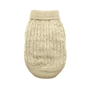 Combed Cotton Cable Knit Dog Sweater - Oatmeal (size: XX-Small)