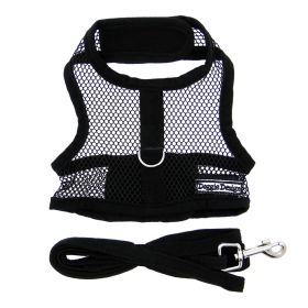 Cool Mesh Dog Harness with Leash - Solid Black (size: X-Small)