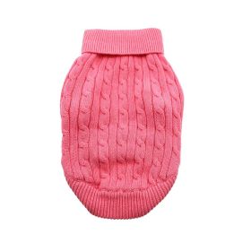 Combed Cotton Cable Knit Dog Sweater - Candy Pink (size: XX-Small)