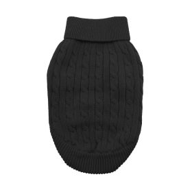 Combed Cotton Cable Knit Dog Sweater - Jet Black (size: XX-Small)