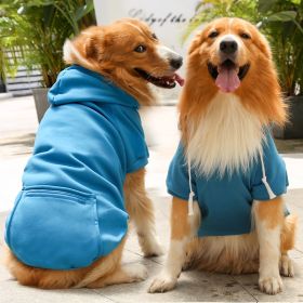 Plaid Dog Hoodie Pet Clothes Sweaters with Hat and Pocket Christmas Classic Plaid Small Medium Dogs Dog Costumes (Colour: Big dog zipper pocket sweater lake blue, size: S (chest circumference 37, back length 25cm))