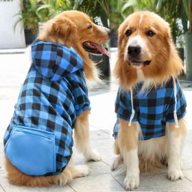 Plaid Dog Hoodie Pet Clothes Sweaters with Hat and Pocket Christmas Classic Plaid Small Medium Dogs Dog Costumes (Colour: Zipper pocket coat blue black plaid, size: 5XL (chest circumference 92, back length 70cm))