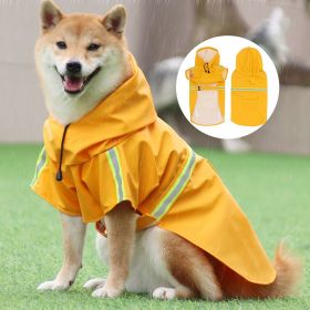 large and small dog raincoat cloak type reflective strip pet raincoat windproof rainproof dog hooded raincoat (Colour: yellow, size: 4XL (24-33 kg))