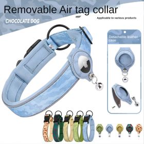 Cross-border new dog collar airtag locator anti-lost pet collar; Pet Collar with AirTag Case Holder (Colour: Love yellow collar set, size: Size L)