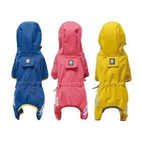 Small dog raincoat; body full surrounding; waterproof poncho pet clothes; with tow holes in the back (Colour: Rose red, size: M (recommended weight 4-6 kg))