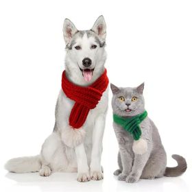 Pet knit Christmas scarf Creative teddy scarf cat dog pet supplies pet clothing dog scarf; cat scarf (Colour: gray, size: L)