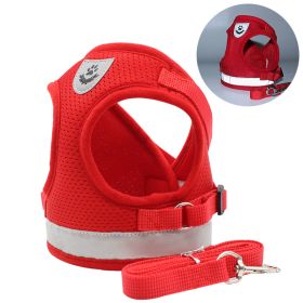 dog Harnesses and dog leash set; Pet Chest Strap Vest Dog Towing Rope Reflective Breathable Dog Rope Pet Supplies Wholesale (Colour: red, Specification (L * W): S)