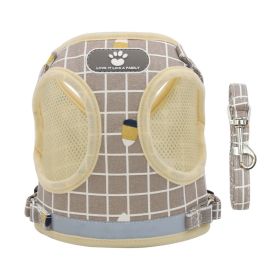 Dog Harnesses and Dog Leash Set (Specification (L * W): XS, Colour: Khaki lattice)