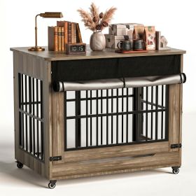 42" Large Dog Crate Furniture Style (Coloe: GREIGE)