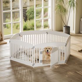 JHK Plastic Dog Playpen 6 Panel 24IN Expandable Durable Pet Fence for Medium Dogs Indoor Outdoor Folding Portable Puppy Playpen (Color: 06 Panels White)