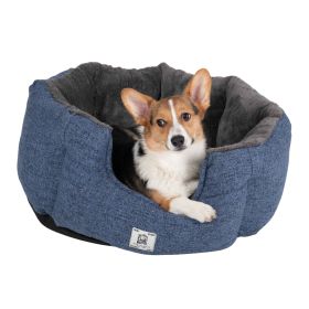 DGS ChillKuzzi FIR Round Dog Bed; Small - Grey (Color: Blue, size: medium)