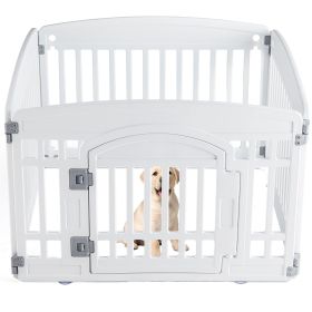 Dog Playpen Safe & Secure Indoor/Outdoor, Foldable & Portable (Color: White/4-Panel)
