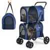 4-in-1 Double Pet Stroller with Detachable Carrier