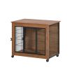 27.2" Furniture Dog Crate Furniture with Lockable Wheels