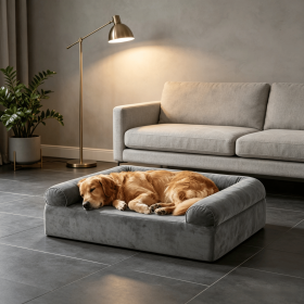 Cooling Gel Memory Foam Dog Bed (Color: Dark Gray)