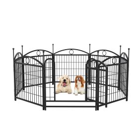 Dog Playpen Indoor 24 inch 8 Panels Metal Dog Pen Pet Dog Fence Outdoor Exercise Pen with Doors, Heavy Duty Dog Fence Puppy Pen for Large Medium Small (Color: as Pic)
