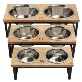 Dog Mango Wood & Metal Elevated Feeder (size: L-Tall)