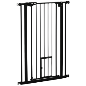 41" Easy Open Indoor Dog Gates for Doorways, House, Stair - Black (Color: Black)
