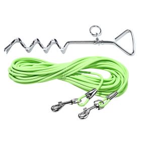 Heavy Duty Dog Tie Out Cable with Stake (Color: Neon Green)