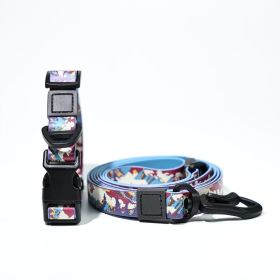 Trendy Printed PVC Dog Leash & Collar Set (Pattern: Mountain Landscape, size: M)