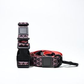 Trendy Printed PVC Dog Leash & Collar Set (Pattern: Red 3D Cube, size: L)