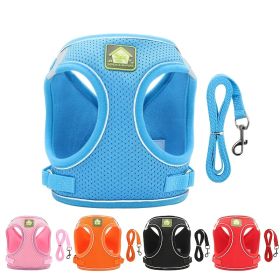 Reflective Pet Harness And Leash Set For Dog With Breathable Mesh (Color: Pink, size: L)