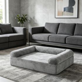 Cooling Gel Memory Foam Dog Bed (Color: Light Gray)