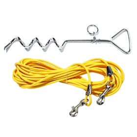 Heavy Duty Dog Tie Out Cable with Stake (Color: Bright Yellow)