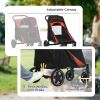 PawHut Pet Stroller Dog Cat Carriage One Click Fold with Universal Front Wheels Shock Absorber Brakes Storage Bags Mesh Window