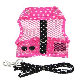 Cool Mesh Dog Harness Under the Sea Collection - Sunglasses Pink and Black Polka Dot (size: X-Small)