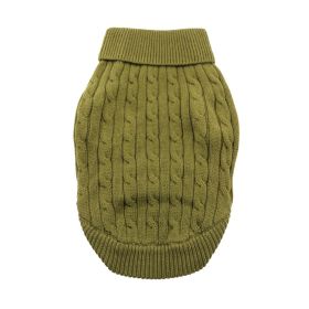 Combed Cotton Cable Knit Dog Sweater - Herb Green (size: XX-Small)