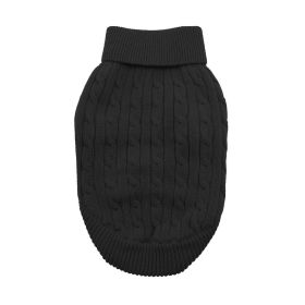 Combed Cotton Cable Knit Dog Sweater - Jet Black (size: XX-Small)