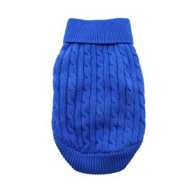 Combed Cotton Cable Knit Dog Sweater - Riverside Blue (size: XX-Small)