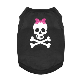 Pirate Skull with Pink Bow Dog Shirt - Jet Black (size: X-Small)