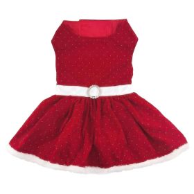 Holiday Dog Harness Dress - Red Velvet Sparkle (size: X-Small)