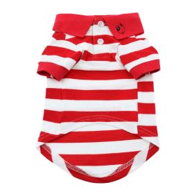Striped Dog Polo - Flame Scarlet Red and White (size: X-Large)