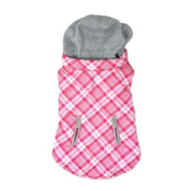 Weekender Dog Sweatshirt Hoodie - Pink & White Plaid (size: X-Small)
